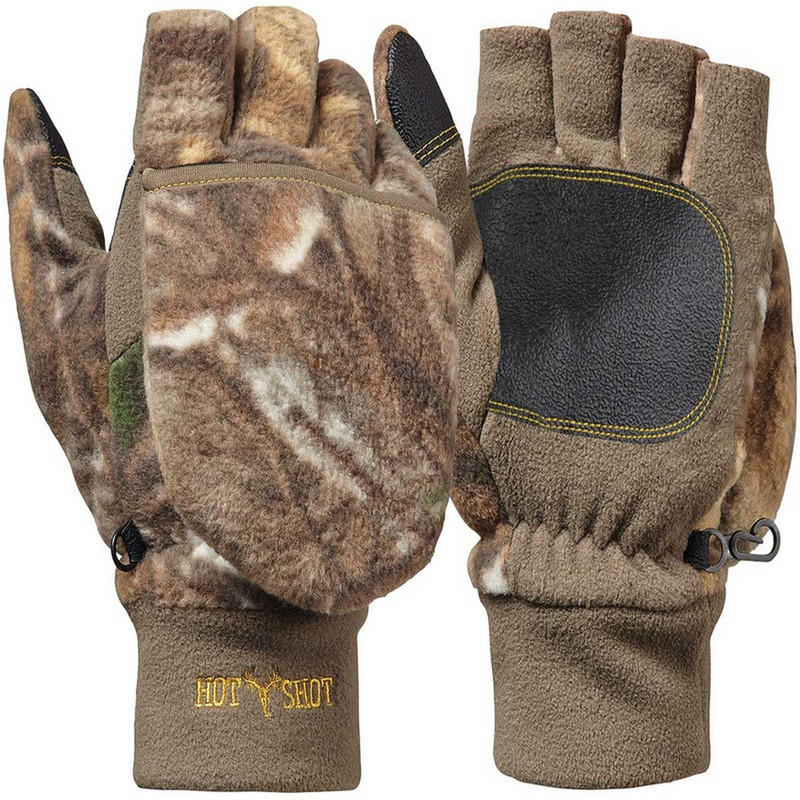 Jacob Ash Hot Shot Men's Bulls-Eye Fleece Pop-Top Insulated Gloves in Realtree Xtra Color